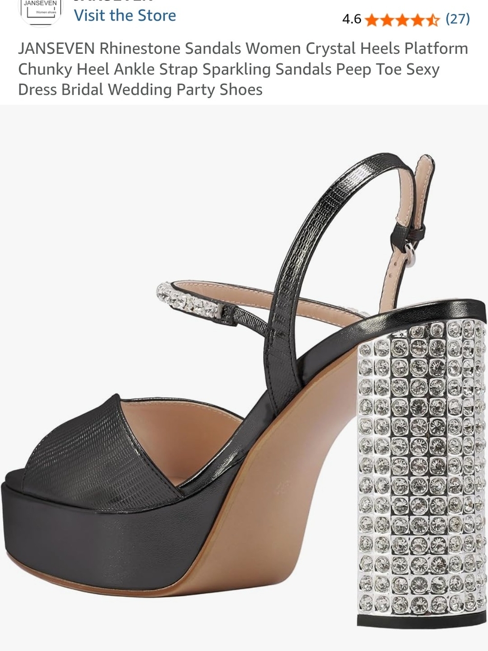 Seven7 Black Rhinestone Block Heel Platform Sandals